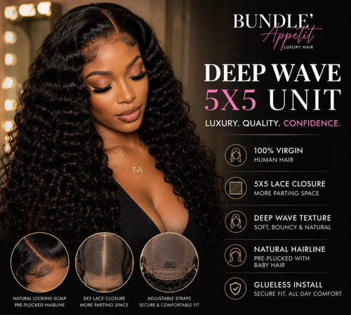 HD 5x5 Glueless Deep Wave Wig
